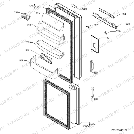 Взрыв-схема холодильника Electrolux ENB38739X - Схема узла Door 003